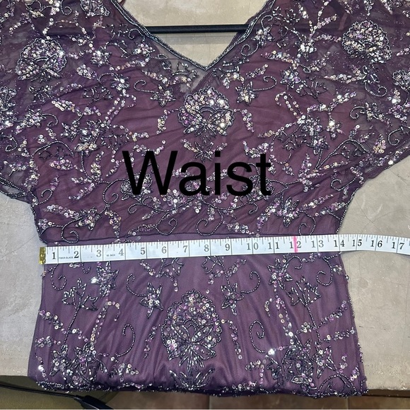 Pisarro Nights Plum full length beaded dress size 6 - Picture 12 of 14